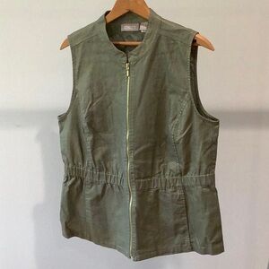 Chico's metallic olive green zip front vest
